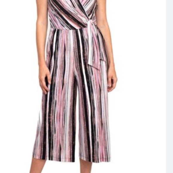 Connected Apparel Pink and Black Striped Jumpsuit/ Romper - Picture 12 of 12